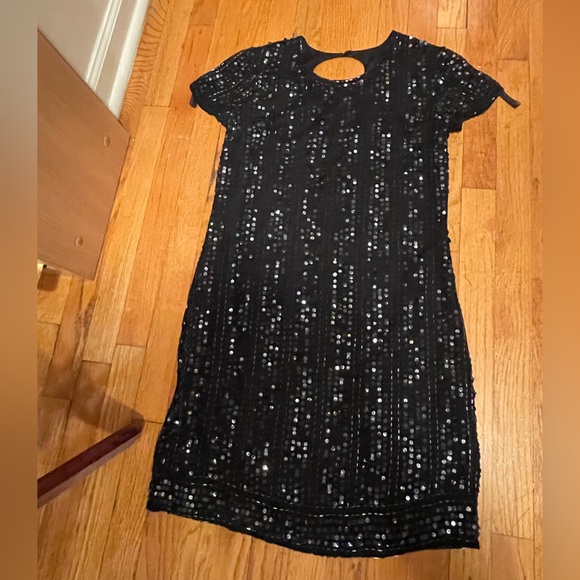 Vintage Silk Black Sequin Dress - Picture 1 of 8